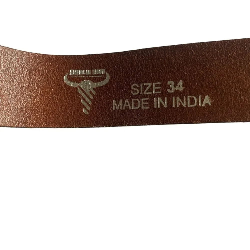 New American Bison Genuine Leather Belt Brown Size 34